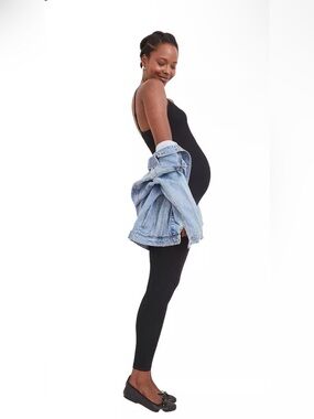 Hatch Maternity The Body Rib Knit Stretch One Piece S Bodysuit Jumpsuit Black S